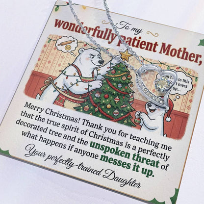 To My Mother Necklace From Daughter, Funny Christmas Gift, Merry Christmas Gift for Mom - Love Knot Necklace-LKN78059