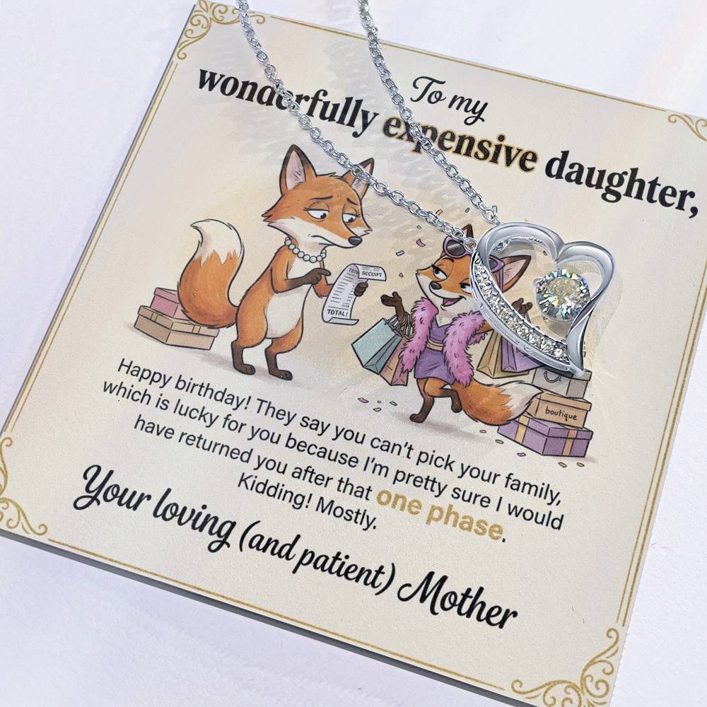 To My Daughter Necklace From Mother, Funny Birthday Gift for Daughter, Gift From Mom, Happy Birthday Daughter - Love Knot Necklace-LKN57856