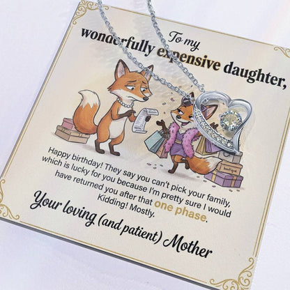 To My Daughter Necklace From Mother, Funny Birthday Gift for Daughter, Gift From Mom, Happy Birthday Daughter - Love Knot Necklace-LKN57856