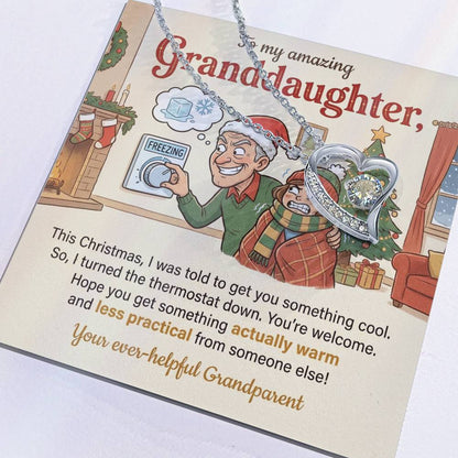 To My Granddaughter Necklace From Grandparent, Funny Christmas Gift, Xmas Present for Granddaughter, Holiday Gift Idea - Love Knot Necklace-LKN60839