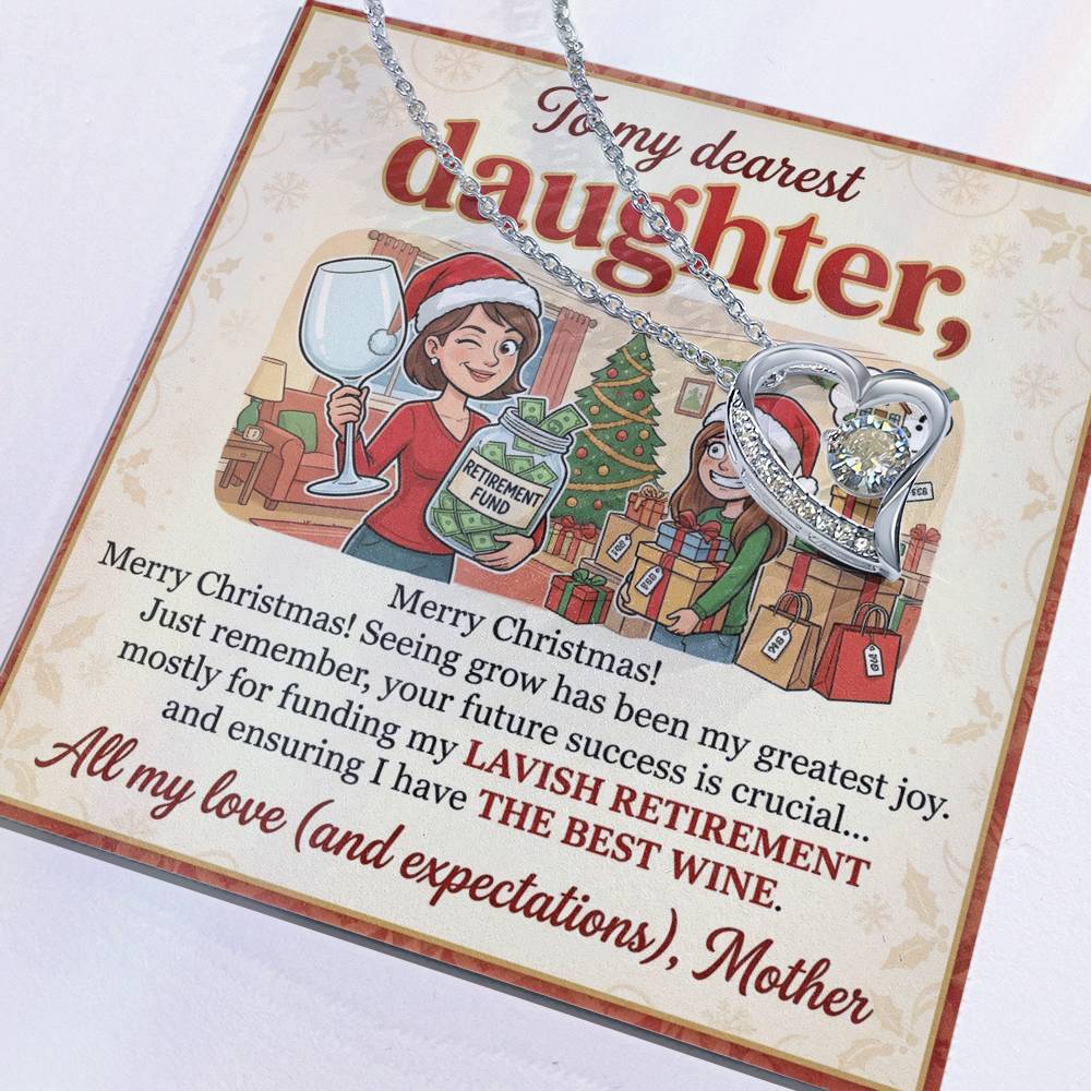 To My Daughter Necklace From Mother, Funny Christmas Gift for Daughter, Xmas Present, Holiday Jewelry Gift - Love Knot Necklace-LKN54012