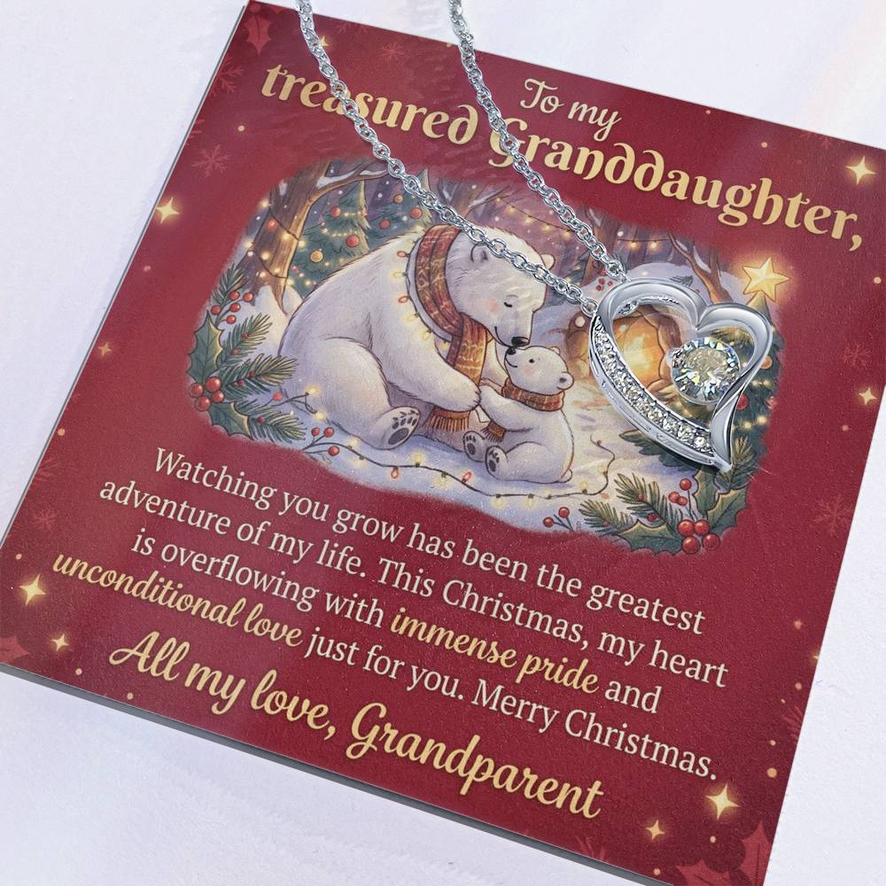 To My Granddaughter Necklace From Grandparent, Christmas Gift, Proud of You Gift for Granddaughter - Love Knot Necklace-LKN91197