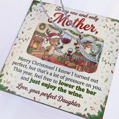 To My Mother Necklace From Daughter, Merry Christmas Gift for Mom, Funny Holiday Gift - Love Knot Necklace-LKN93856