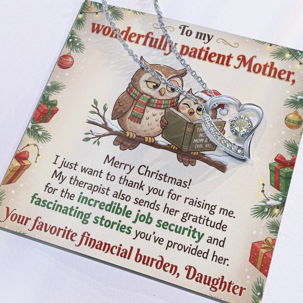 To My Mother Necklace From Daughter, Funny Christmas Gift for Mom, Humorous Holiday Gift, Love Knot Necklace-LKN68116