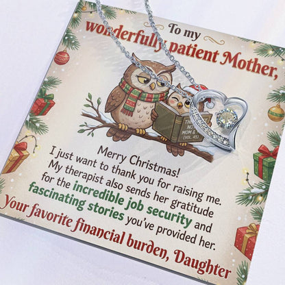 To My Mother Necklace From Daughter, Funny Christmas Gift for Mom, Humorous Holiday Gift, Love Knot Necklace-LKN68116
