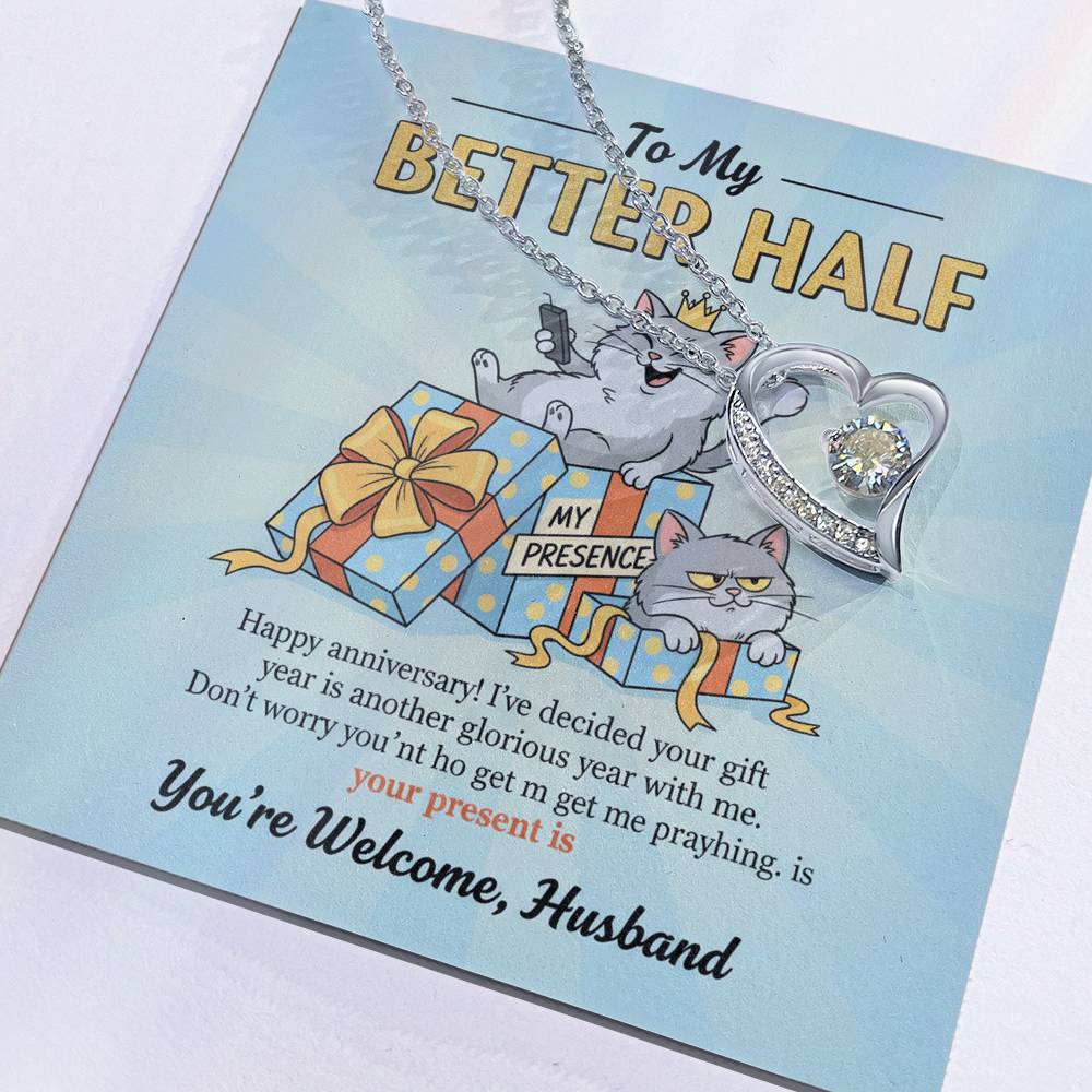 To My Husband Necklace From Wife, Funny Anniversary Gift for Him, Better Half Birthday Card - Love Knot Necklace-LKN85546