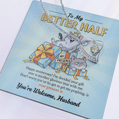To My Husband Necklace From Wife, Funny Anniversary Gift for Him, Better Half Birthday Card - Love Knot Necklace-LKN85546