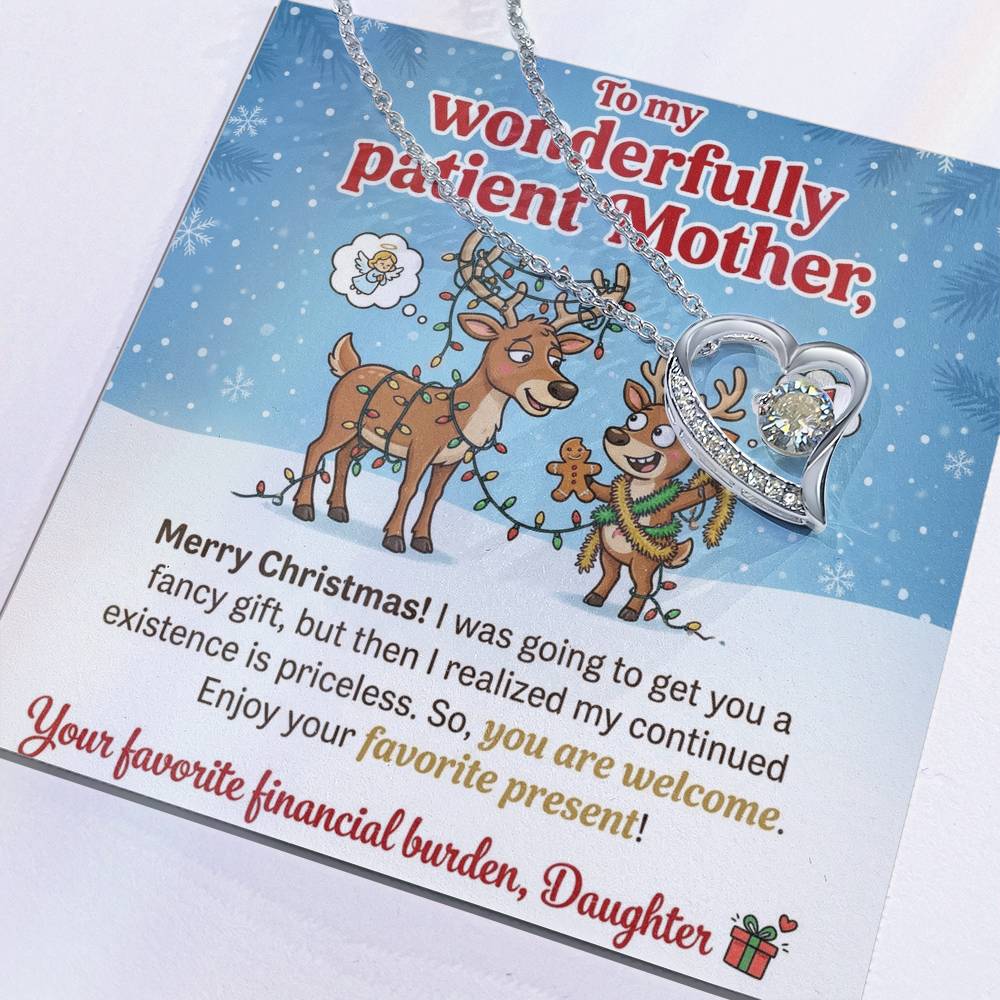To My Mother Necklace From Daughter, Funny Christmas Gift For Mom, Holiday Present, Favorite Financial Burden - Love Knot Necklace-LKN97710