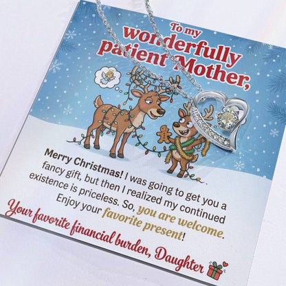 To My Mother Necklace From Daughter, Funny Christmas Gift For Mom, Holiday Present, Favorite Financial Burden - Love Knot Necklace-LKN97710