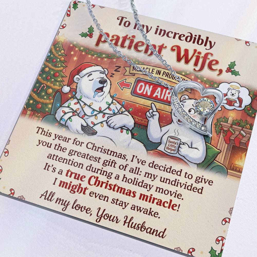 To My Patient Wife Necklace From Husband, Funny Christmas Gift, Holiday Present for Her - Love Knot Necklace-LKN52468