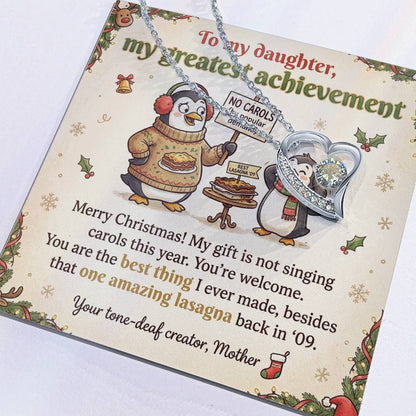 To My Daughter Necklace From Mother, Funny Christmas Gift, Best Thing I Ever Made, Xmas Present From Mom, Love Knot Necklace-LKN24923