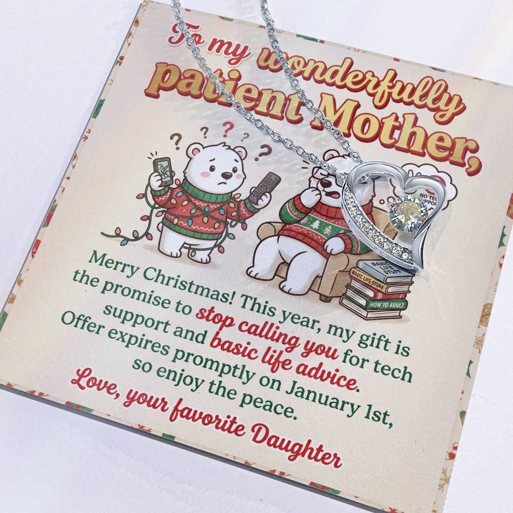 To My Mother Necklace From Daughter, Funny Christmas Gift For Mom, Holiday Gift For Patient Mother - Love Knot Necklace-LKN41986