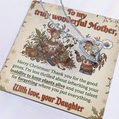 To My Mother Necklace From Daughter, Funny Christmas Gift For Mom, Xmas Present For Her, Love Knot Necklace-LKN53783