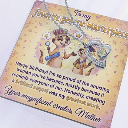 To My Genetic Masterpiece Necklace From Mother - Happy Birthday Gift for Daughter, Funny Mom Gift Idea, Love Knot Necklace-LKN86651