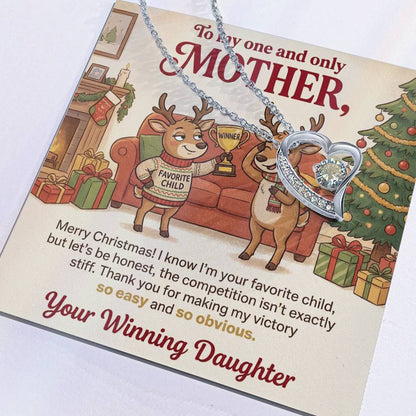To My Mother Necklace From Daughter, Funny Favorite Child Christmas Gift, Xmas Present for Mom - Love Knot Necklace-LKN75523