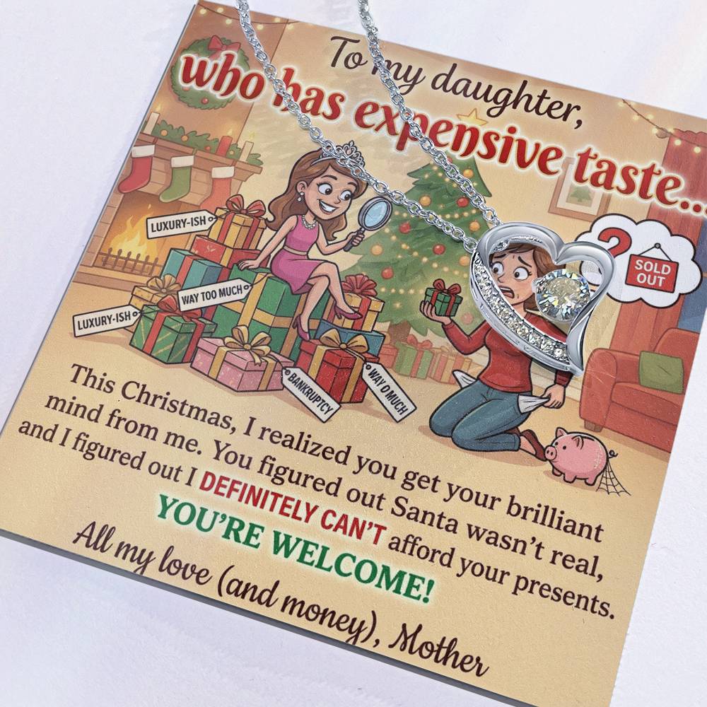 To My Daughter Necklace From Mother, Funny Christmas Gift, Sarcastic Holiday Present For Daughter From Mom, Birthday Gift - Love Knot Necklace-LKN94854