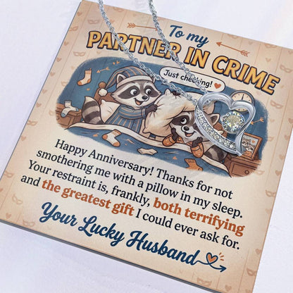 To My Partner In Crime Necklace From Husband, Funny Anniversary Gift for Wife, Romantic Husband to Wife Gift, Love Knot Necklace-LKN62891