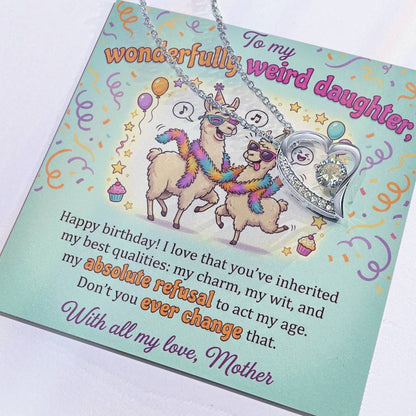 To My Daughter Necklace From Mother, Happy Birthday Gift, Funny Gift for Weird Daughter from Mom - Love Knot Necklace-LKN73327