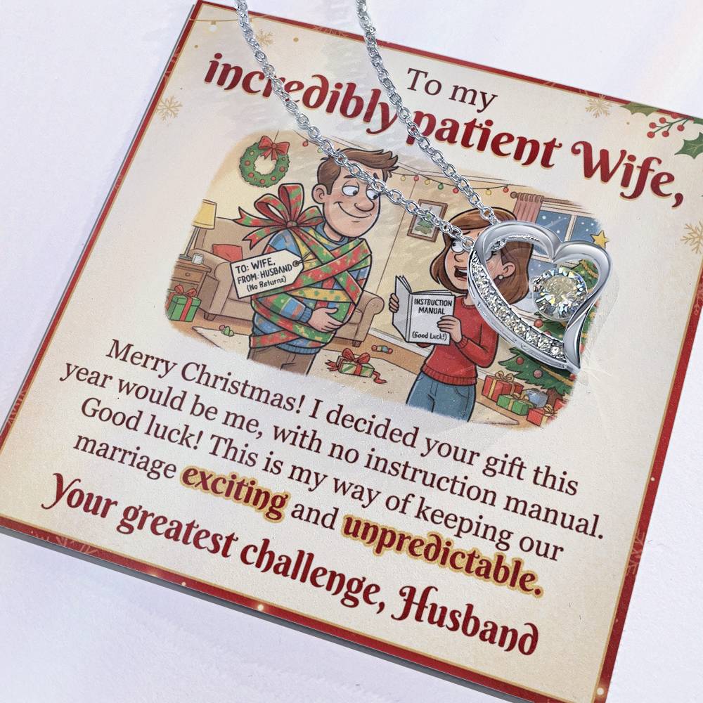 To My Wife Necklace From Husband, Funny Christmas Gift For Wife, Xmas Gift, Marriage Gift, Love Knot Necklace-LKN89109