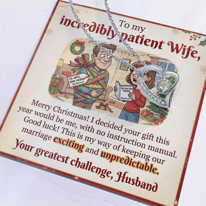 To My Wife Necklace From Husband, Funny Christmas Gift For Wife, Xmas Gift, Marriage Gift, Love Knot Necklace-LKN89109