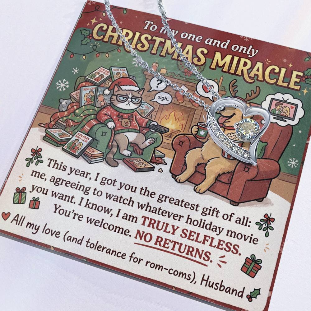 To My Christmas Miracle Necklace From Husband, Funny Christmas Gift for Wife, Romantic Holiday Jewelry, Love Knot Necklace-LKN65381