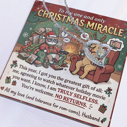 To My Christmas Miracle Necklace From Husband, Funny Christmas Gift for Wife, Romantic Holiday Jewelry, Love Knot Necklace-LKN65381