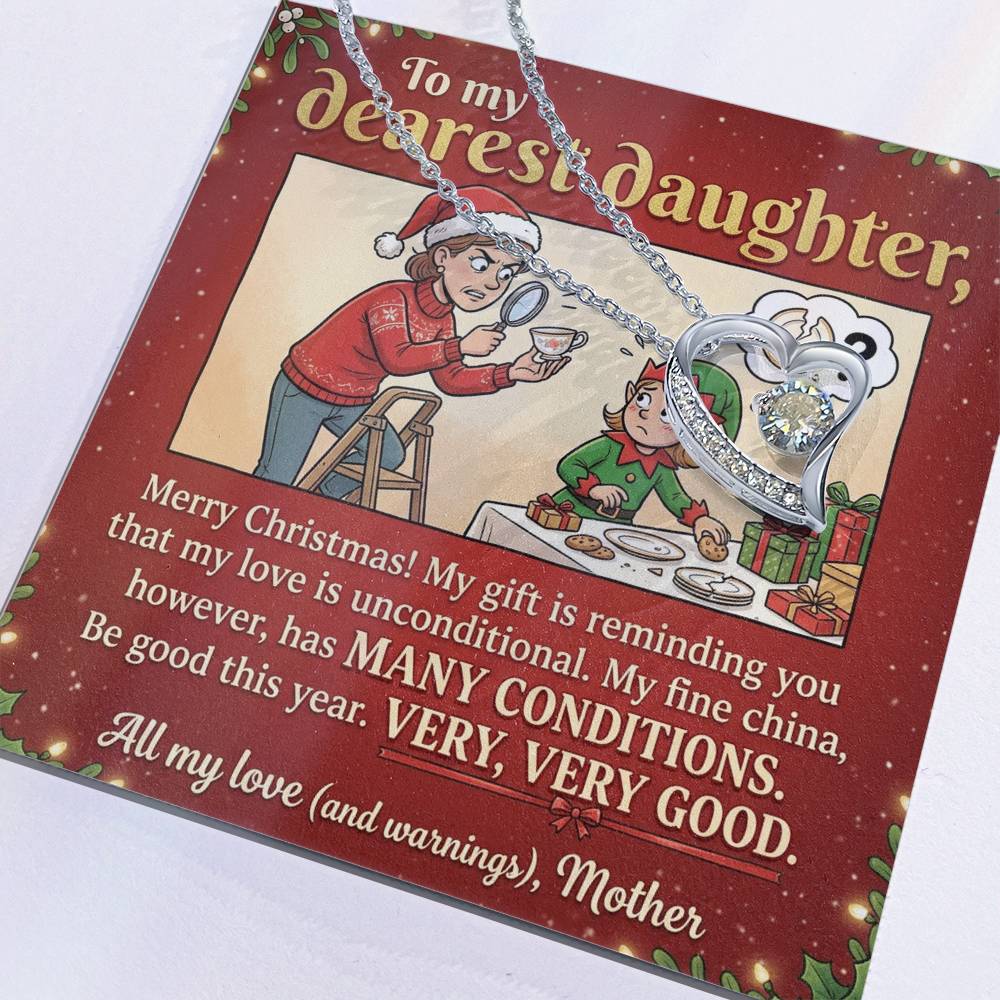 To My Daughter Necklace From Mother, Funny Christmas Gift, Unconditional Love, Holiday Present for Daughter - Love Knot Necklace-LKN99362