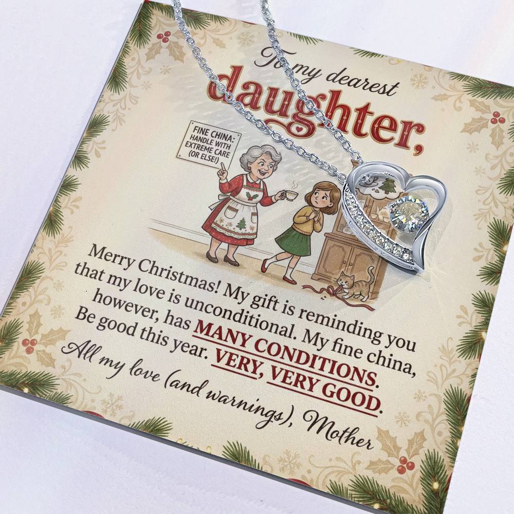 To My Daughter Necklace From Mother, Funny Christmas Gift for Daughter, Mother Daughter Holiday Gift - Love Knot Necklace-LKN91830