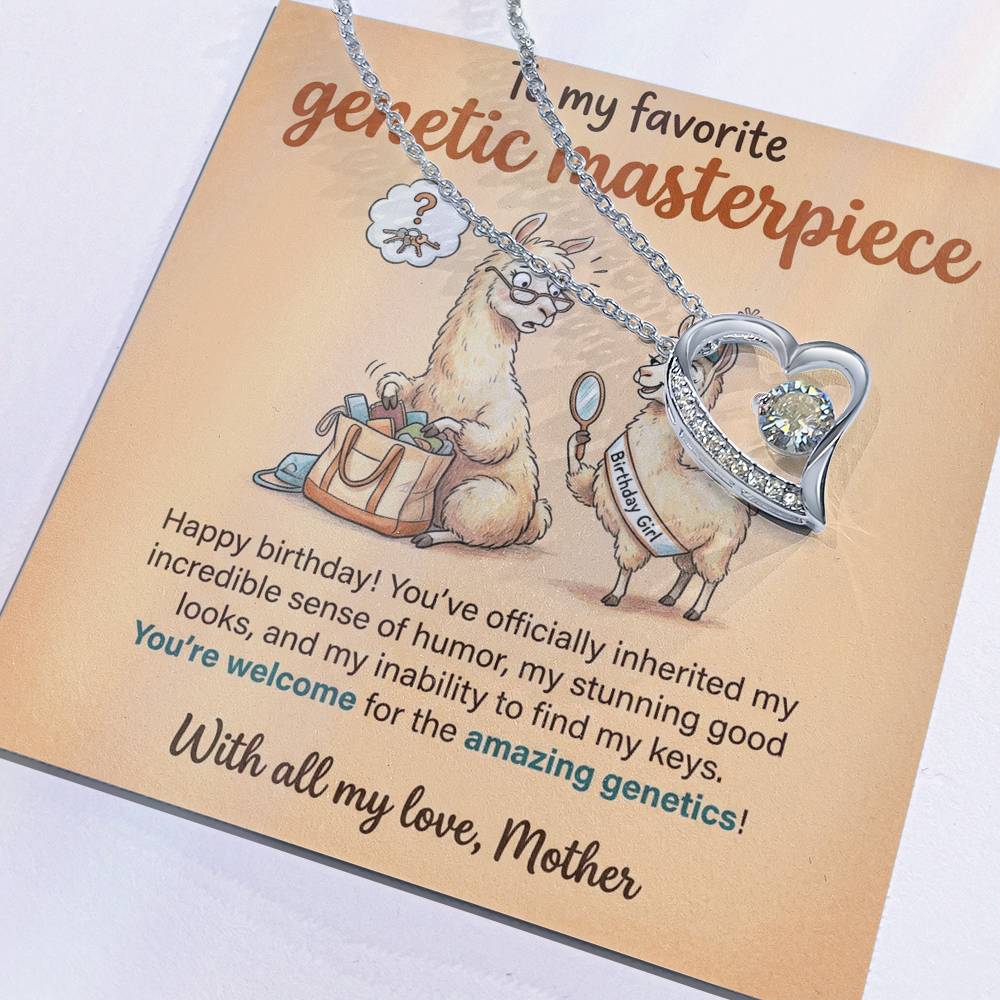 To My Genetic Masterpiece Necklace From Mother, Funny Birthday Gift For Daughter, Unique Gift From Mom - Love Knot Necklace-LKN14332