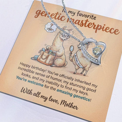 To My Genetic Masterpiece Necklace From Mother, Funny Birthday Gift For Daughter, Unique Gift From Mom - Love Knot Necklace-LKN14332