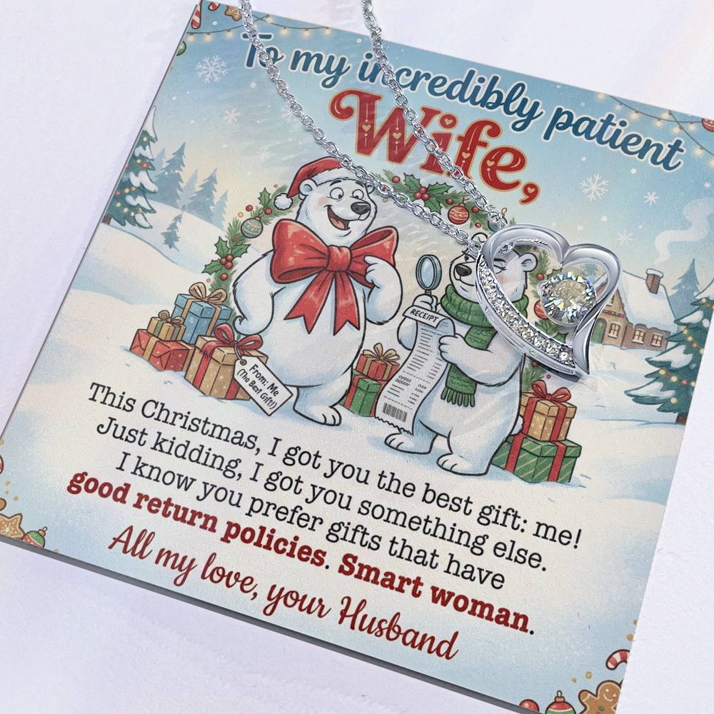 To My Wife Necklace From Husband, Funny Christmas Gift for Her, Incredibly Patient Wife, Holiday Jewelry - Love Knot Necklace-LKN77786