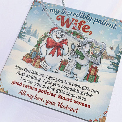 To My Wife Necklace From Husband, Funny Christmas Gift for Her, Incredibly Patient Wife, Holiday Jewelry - Love Knot Necklace-LKN77786