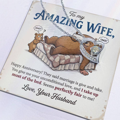 To My Wife Necklace From Husband, Funny Anniversary Gift, Romantic Gift for Her, Wife Gift - Love Knot Necklace-LKN80275