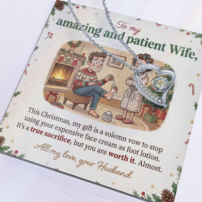 To My Wife Necklace From Husband, Funny Christmas Gift, Holiday Present for Her, Wife Christmas Gift - Love Knot Necklace-LKN97078