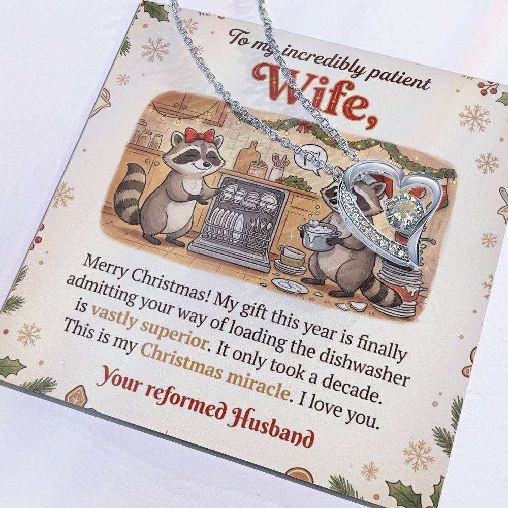 To My Wife Necklace From Husband, Funny Christmas Gift for My Patient Wife, Holiday Present - Love Knot Necklace-LKN74032