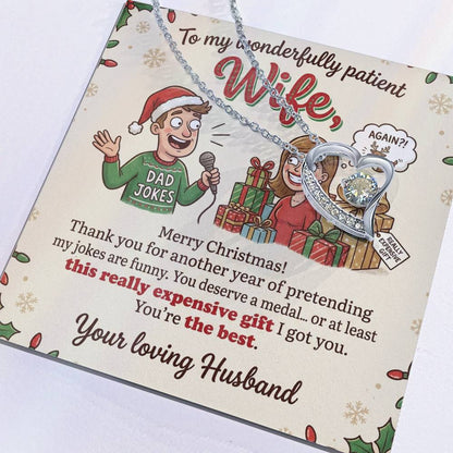 To My Wife Necklace From Husband, Funny Merry Christmas Gift, Sentimental Jewelry For Her, Love Knot Necklace-LKN19414