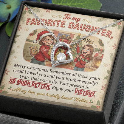 To My Daughter Necklace From Mother, Funny Christmas Gift For Favorite Daughter, Sibling Rivalry Gift - Love Knot Necklace-LKN41004