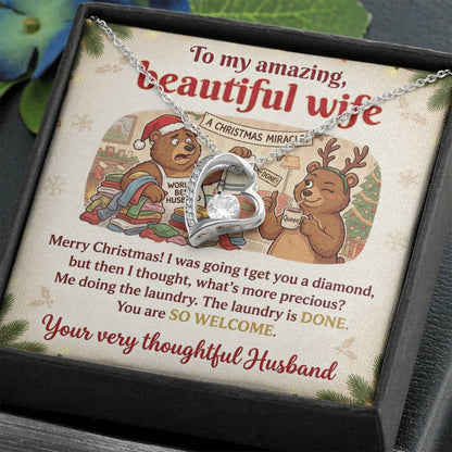 To My Wife Necklace From Husband, Funny Christmas Gift For Her, Humorous Holiday Present - Love Knot Necklace-LKN90290