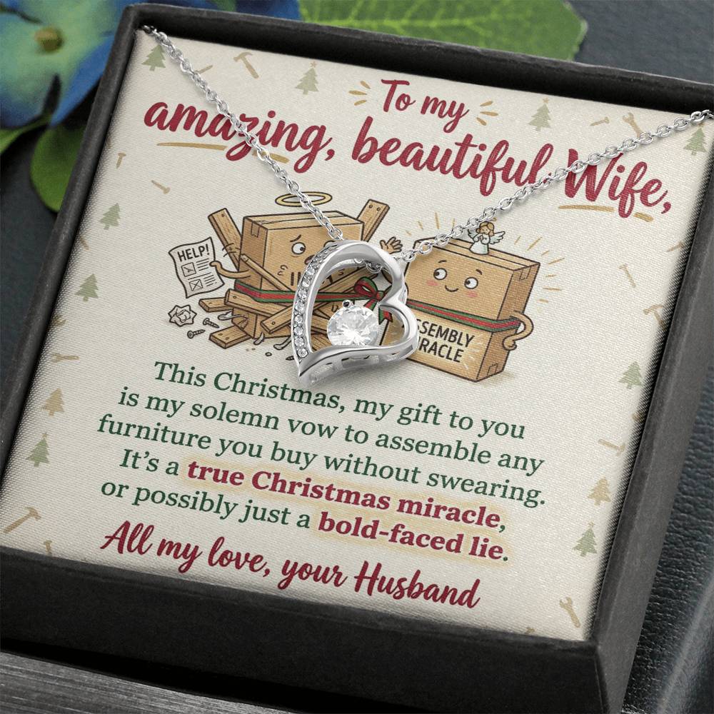 To My Wife Necklace From Husband, Funny Christmas Gift For Her, Christmas Miracle Present, Love Knot Necklace-LKN22909