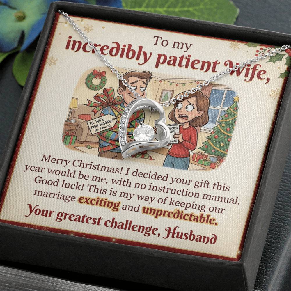 To My Wife Necklace From Husband, Funny Christmas Gift For Wife, Xmas Gift, Marriage Gift, Love Knot Necklace-LKN89109