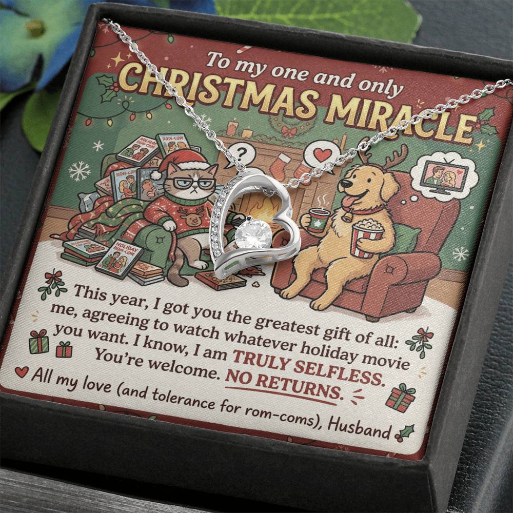 To My Christmas Miracle Necklace From Husband, Funny Christmas Gift for Wife, Romantic Holiday Jewelry, Love Knot Necklace-LKN65381