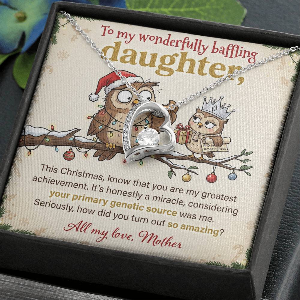 To My Daughter Necklace From Mother, Funny Christmas Gift for an Amazing Daughter, Love Knot Necklace-LKN86018