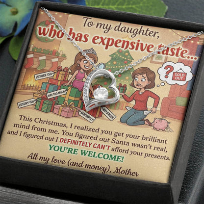 To My Daughter Necklace From Mother, Funny Christmas Gift, Sarcastic Holiday Present For Daughter From Mom, Birthday Gift - Love Knot Necklace-LKN94854