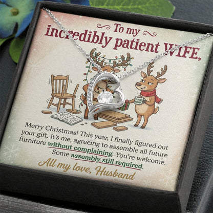 To My Wife Necklace From Husband, Funny Christmas Gift for Her, Holiday Present, Love Knot Necklace-LKN92019