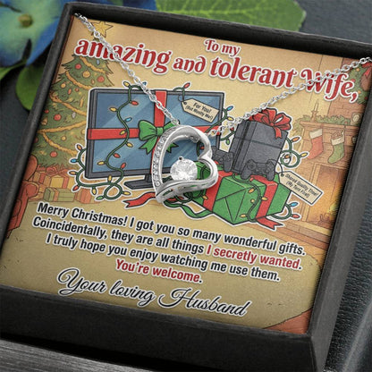 To My Wife Necklace From Husband, Funny Christmas Gift for Her, Xmas Gag Gift Idea, Love Knot Necklace-LKN53887