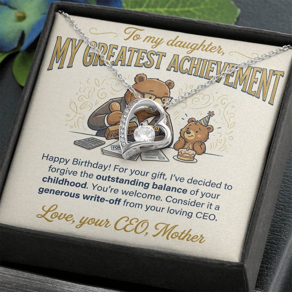 To My Daughter Necklace From Mother, Funny Birthday Gift, My Greatest Achievement, Love Knot Necklace-LKN25596