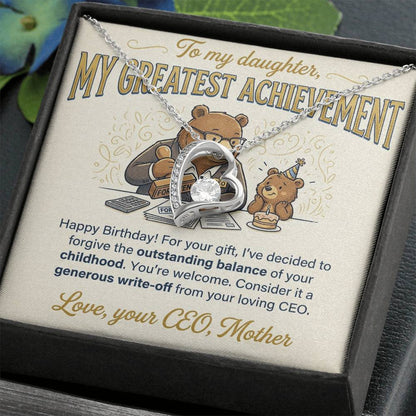 To My Daughter Necklace From Mother, Funny Birthday Gift, My Greatest Achievement, Love Knot Necklace-LKN25596