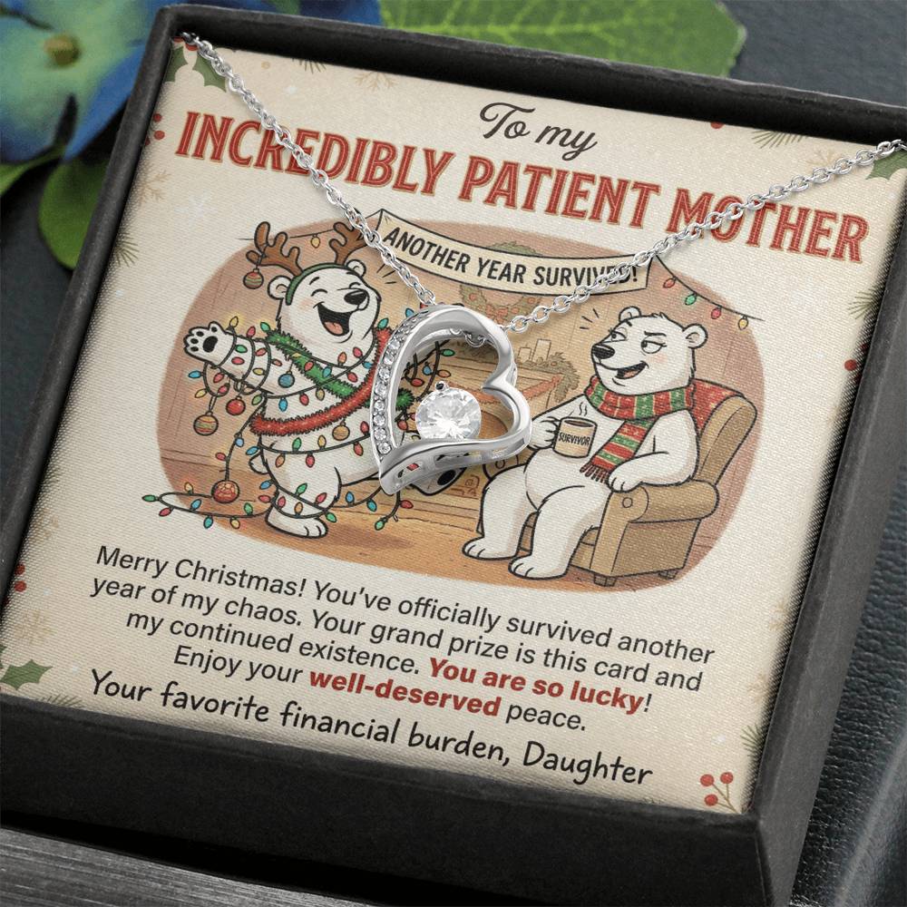 To My Mother Necklace From Daughter, Funny Christmas Gift, Holiday Gift for Mom - Love Knot Necklace-LKN78360