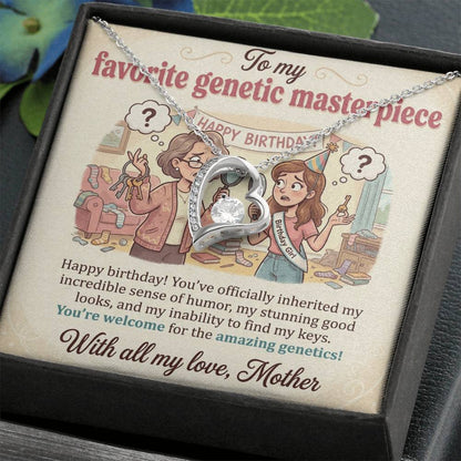 To My Daughter Necklace From Mother, Funny Happy Birthday Gift for Genetic Masterpiece, Love Knot Necklace-LKN59891