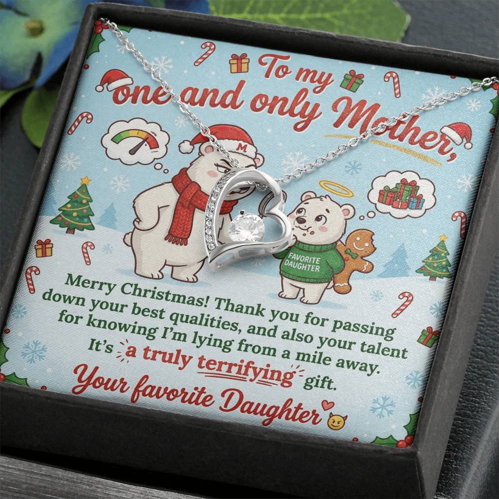 To My Mother Necklace From Daughter, Funny Christmas Gift for Mom, Holiday Present, Mother's Day Gift Idea - Love Knot Necklace-LKN22840